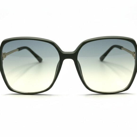 NEW Diamond Block Oversized Glam Designer Style Sunglasses - Green and Gold - Picture 3 of 5